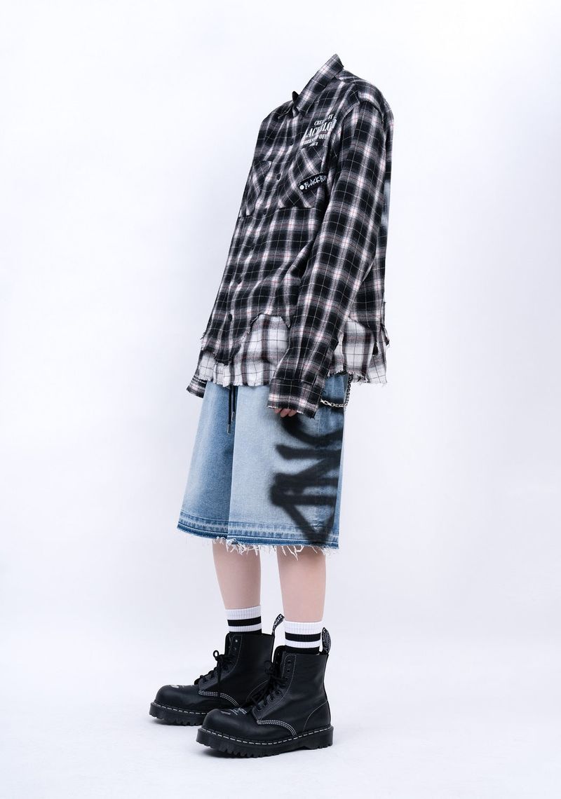 BBD Side Sprayed Custom Denim Shorts (Blue)