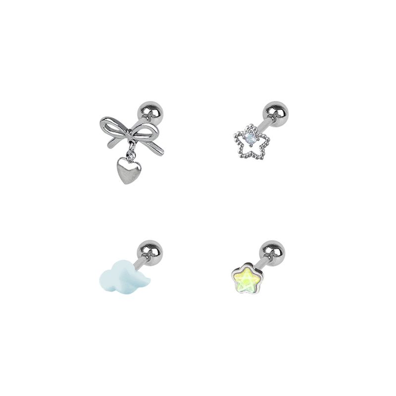 [SET] Pastel Star Cloud Ribbon Piercing
