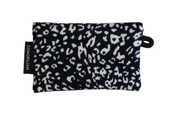 Simple Card wallet _Leopard Corduroy Black