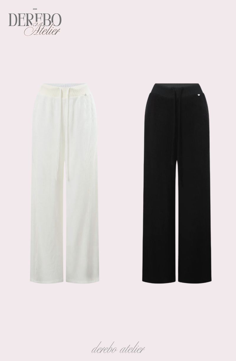 Waffle Asymmetrical Off-Shoulder Sweat Pants Set (TOP+PANTS SET)