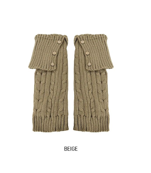 Wooden Button Cable Knit Leg Warmers