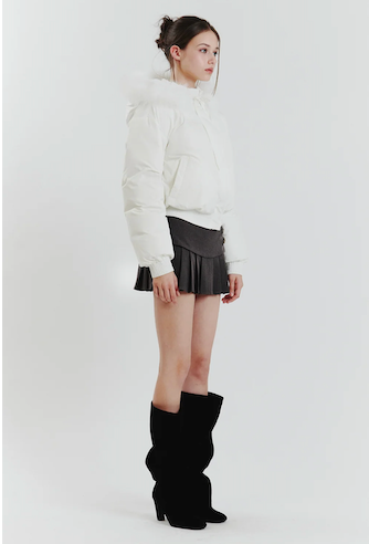 FOX FUR DOWN JACKET white