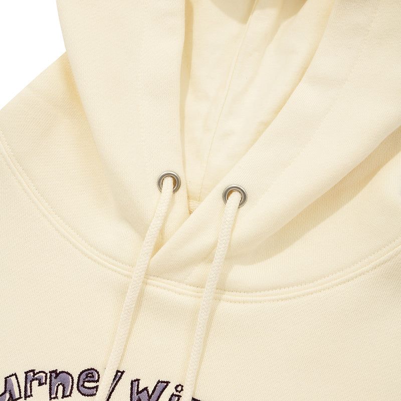 WITTY BUNNY PATCHWORK GRAPHIC NAPPING HOODIE [IVORY]