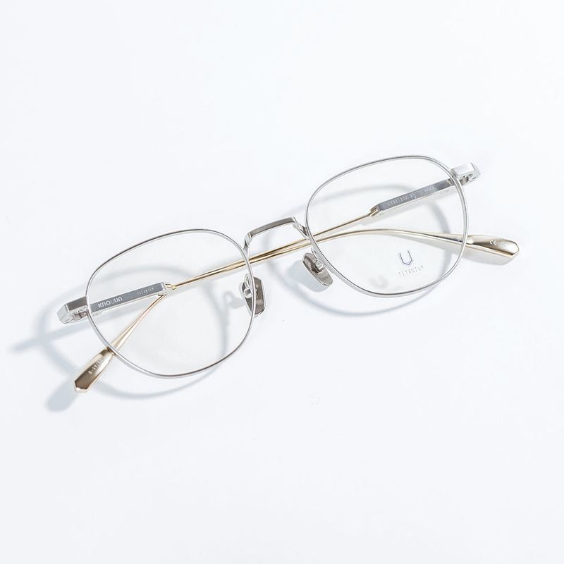 Knouun Round titanium glasses CODE. 102. B Silver N Gold