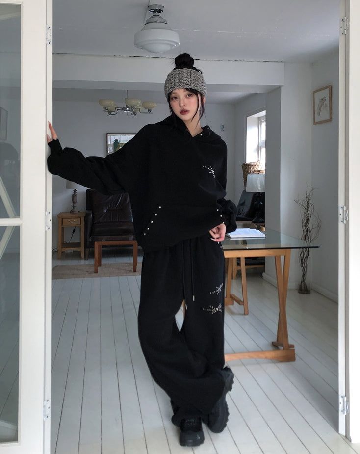 Glint Brushed Studded Hoodie