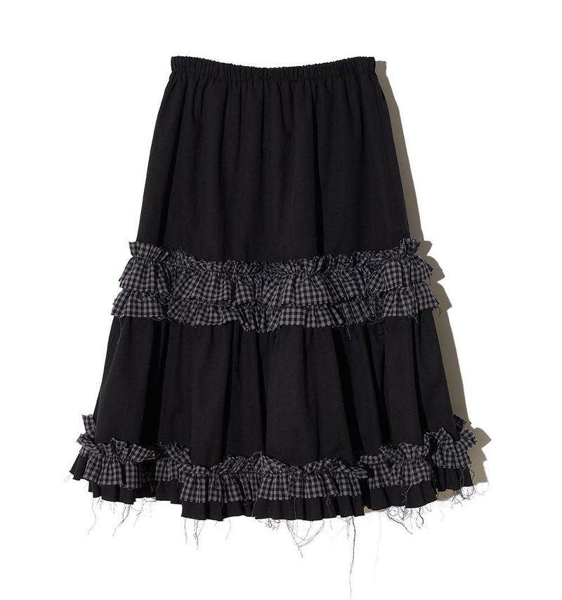 RUFFLE POINT SKIRT - BLACK