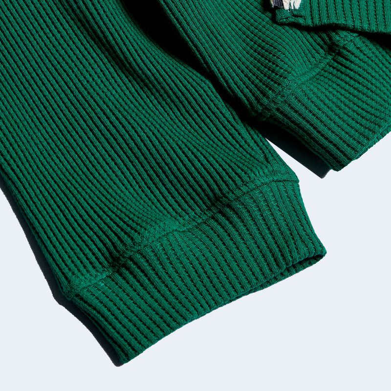 DAMP 2-WAY ZIP-UP WAFFLE CARDIGAN_GREEN