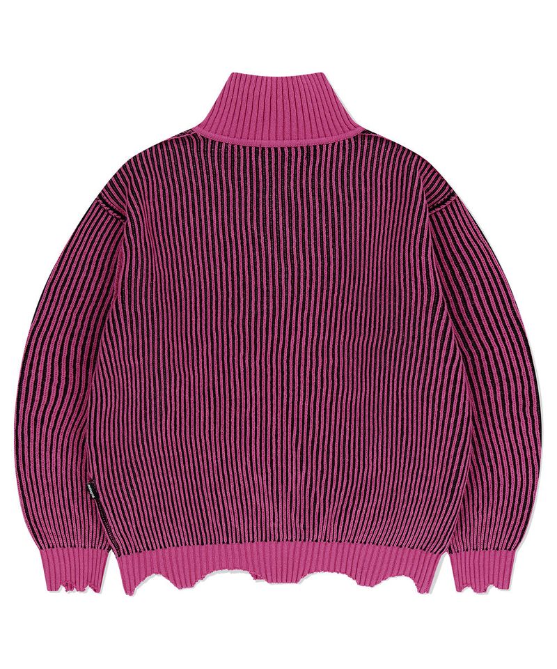 CUTTING CONTRAST HALF ZIP-UP KNIT