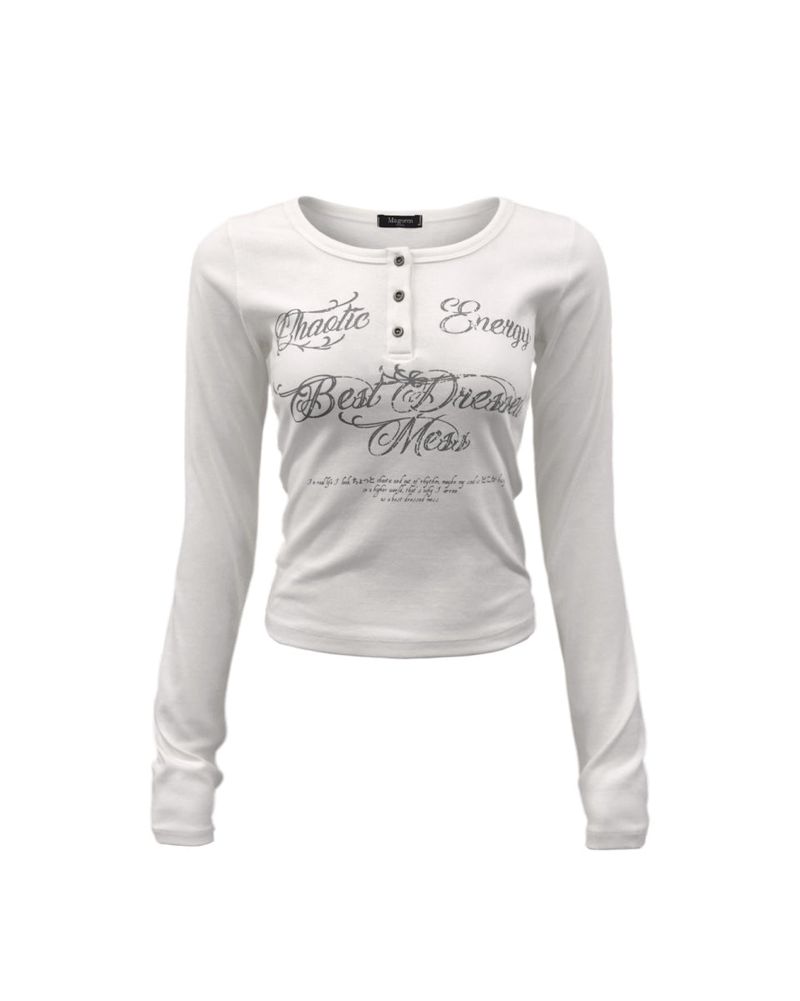 BDM Henley Neck Long Sleeve White
