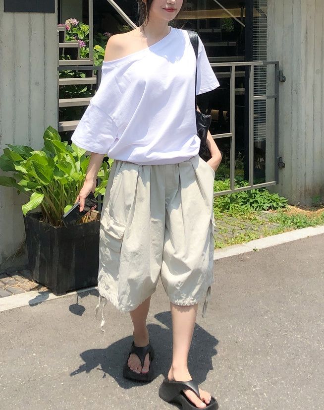 Witty Off-shoulder Short-sleeve Sweatshirt