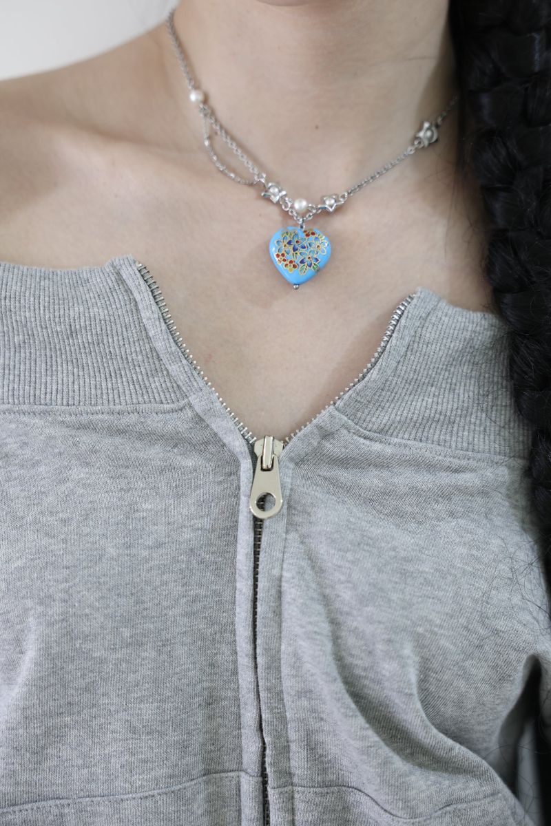 Flower love star necklace (Clear/Blue)