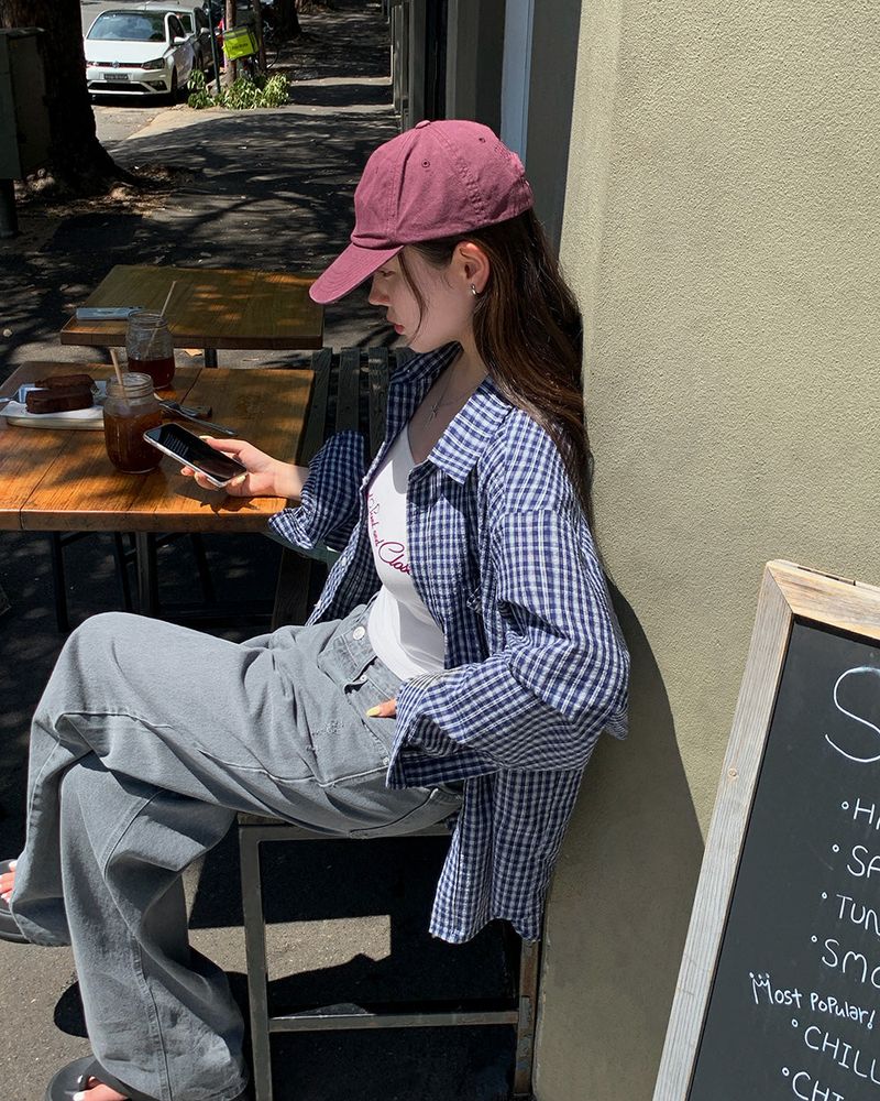[ORIGINAL] Burnett Seersucker Check Oversized Shirt