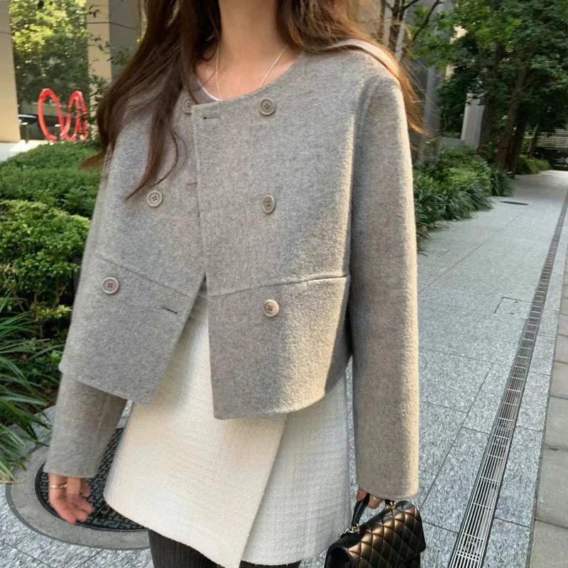 Little Paris Double-breasted Short Wool Coat