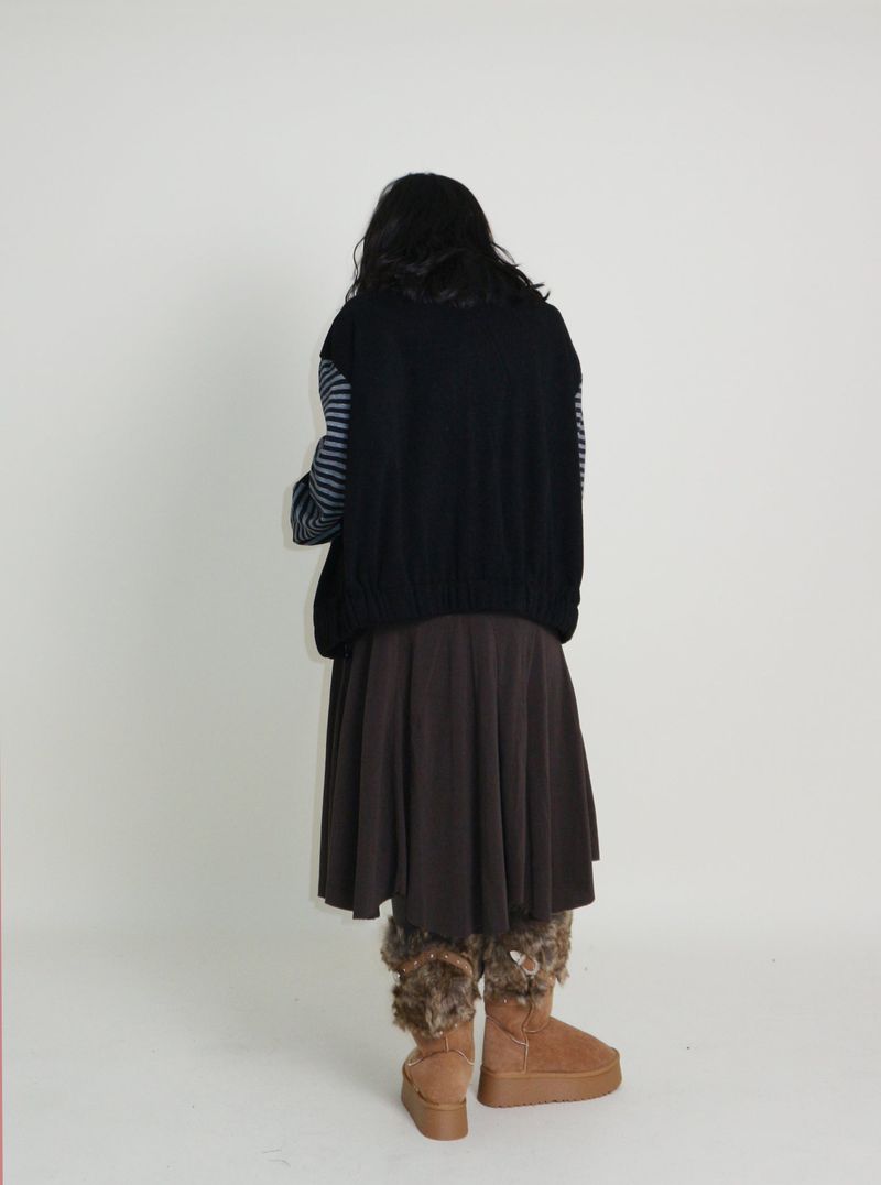 Hakata Stripe Coloring String Knitwear Zip-Up