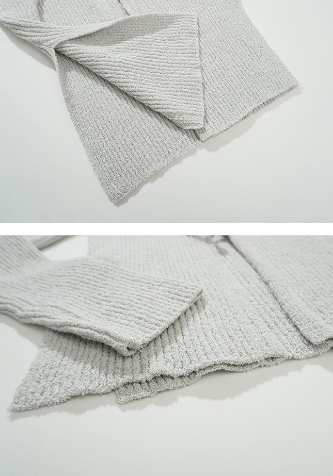 Side slit ribbed lace-up knit