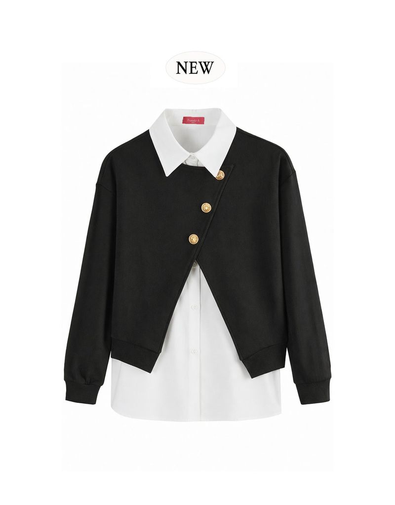 Jennifer Silver Button Point Shirt Sweatshirt