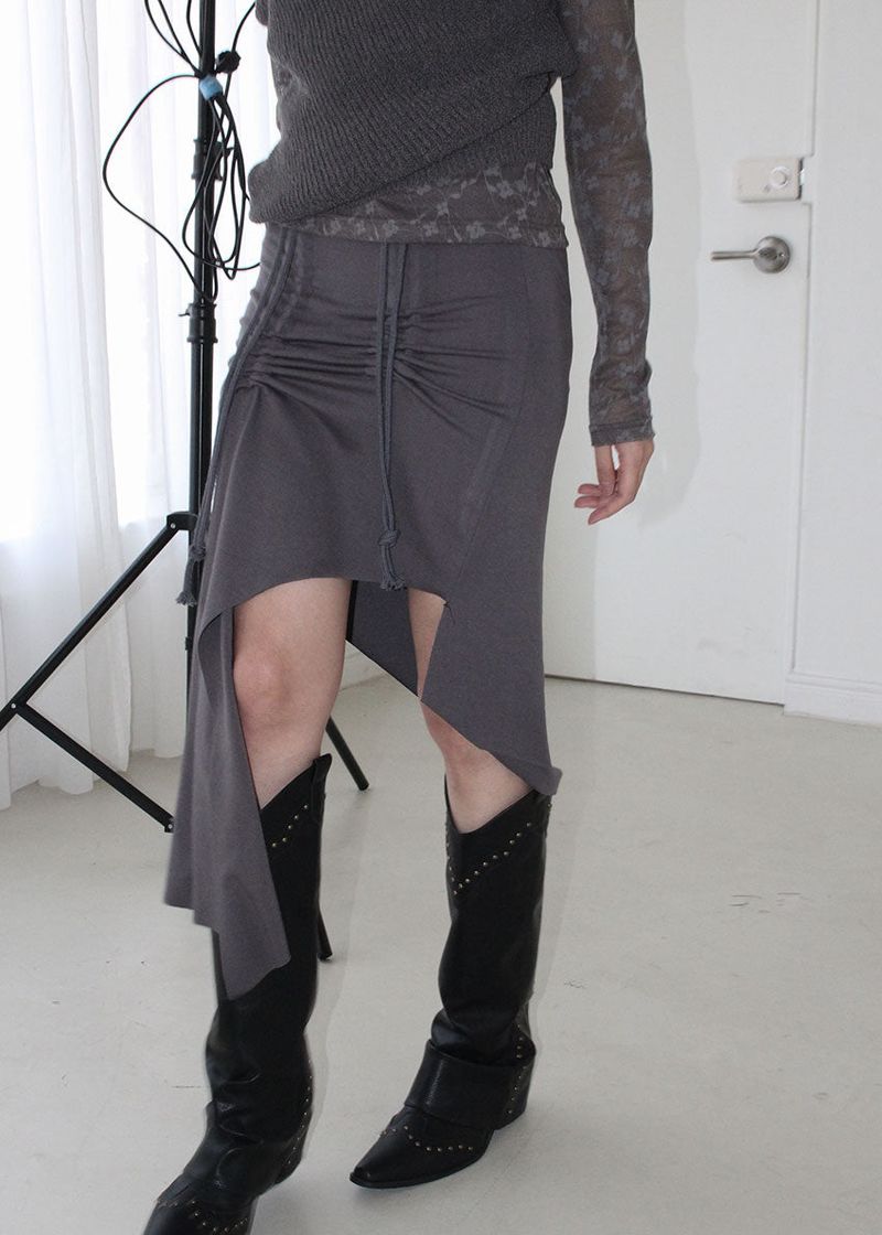 LOW SHIRRING CUTOUT SKIRT (2color)