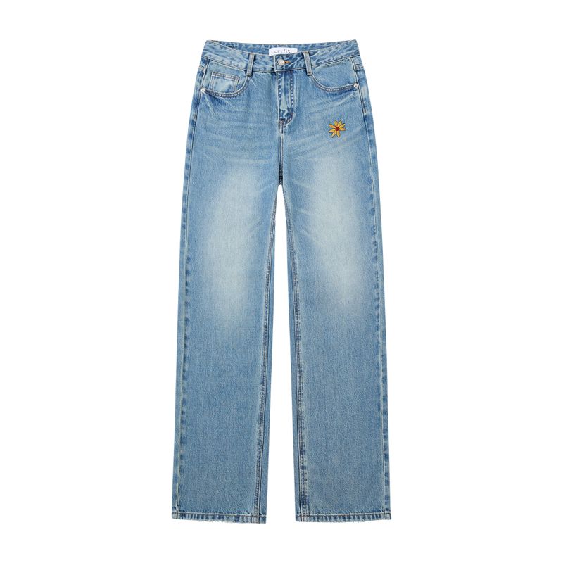 FLOWER EMBROIDERED STRAIGHT DENIM code 26215