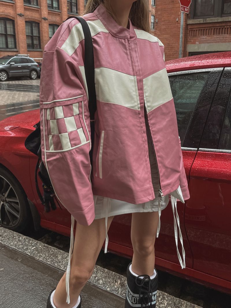 (UNISEX)モーターチェッカーオーバーライダージャケット