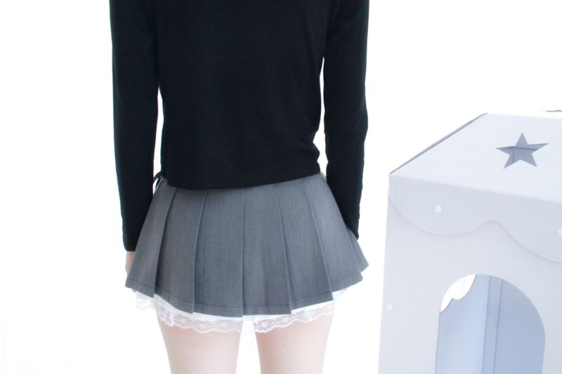 frill lace mini skirt 2color
