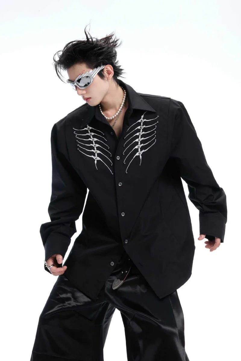 Embroidered Studded Spine Shirt
