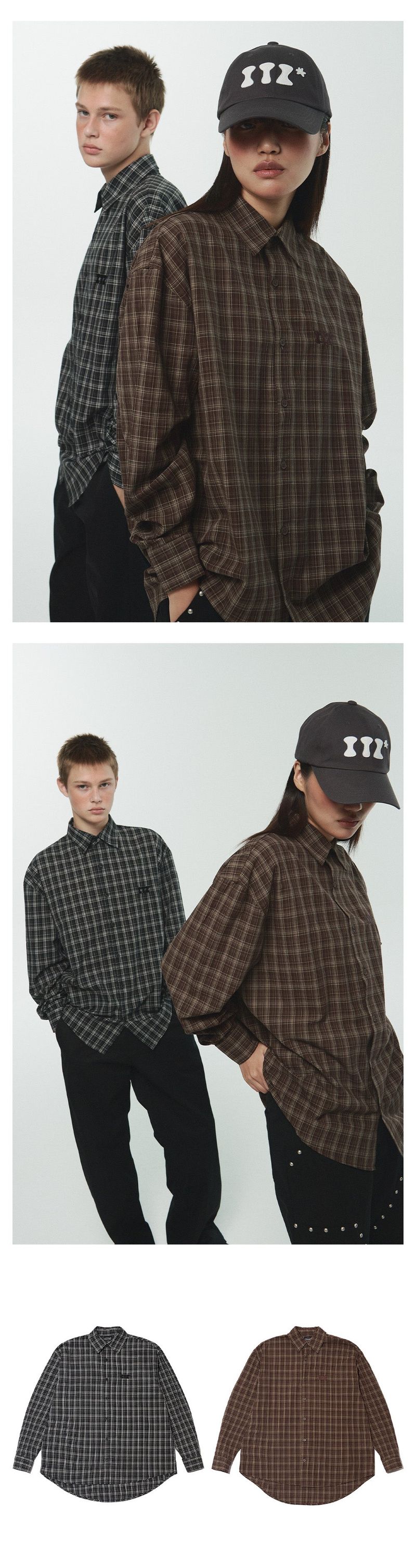 ITZ MINI LOGO CHECK SHIRT - BROWN