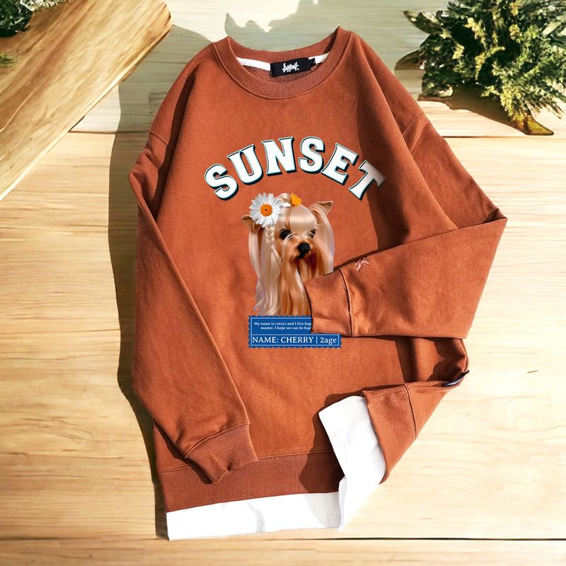 600D-026 SUNSET DOG LAYERED SWEAT SHIRTS