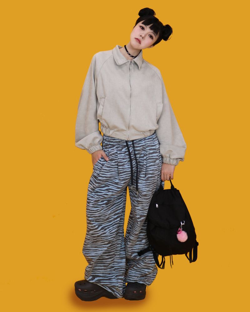 zebra banding pants - sky