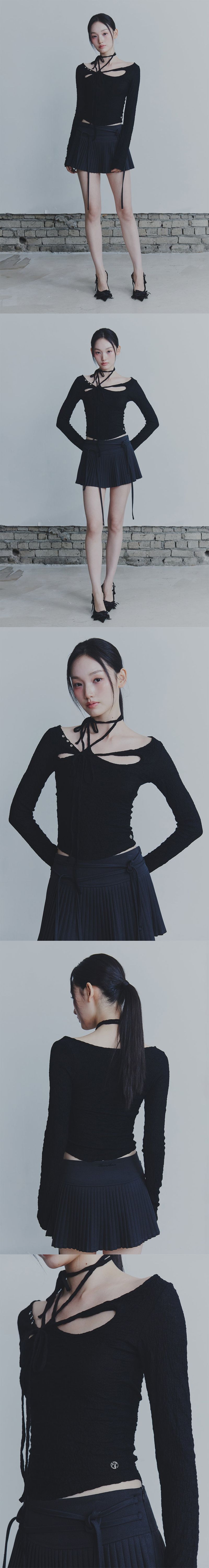 ECHO PLEATS SKIRT charcoal