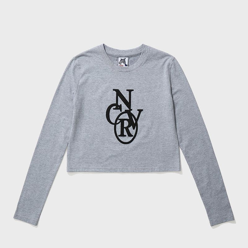 NCOVER(エンカバー)の「CIRCLE STITCH CROP LONG SLEEVE-GRAY(Tops)」