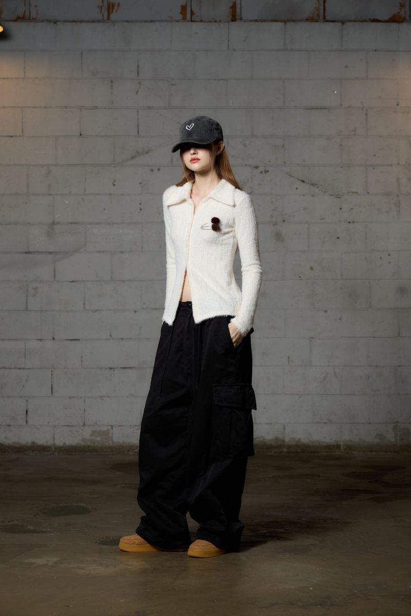 ARO WIDE CAGO PANTS / BLACK