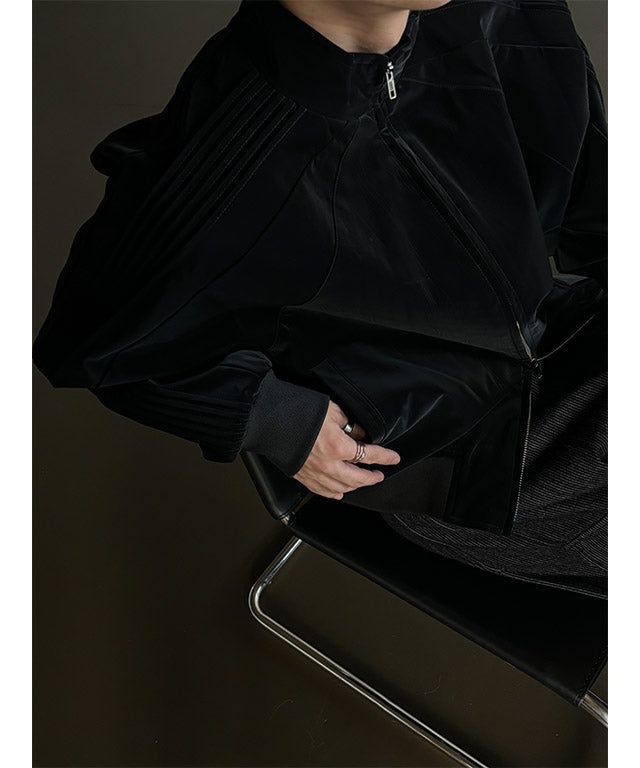 [Unisex] Glossy pleats blouson jacket(2color)