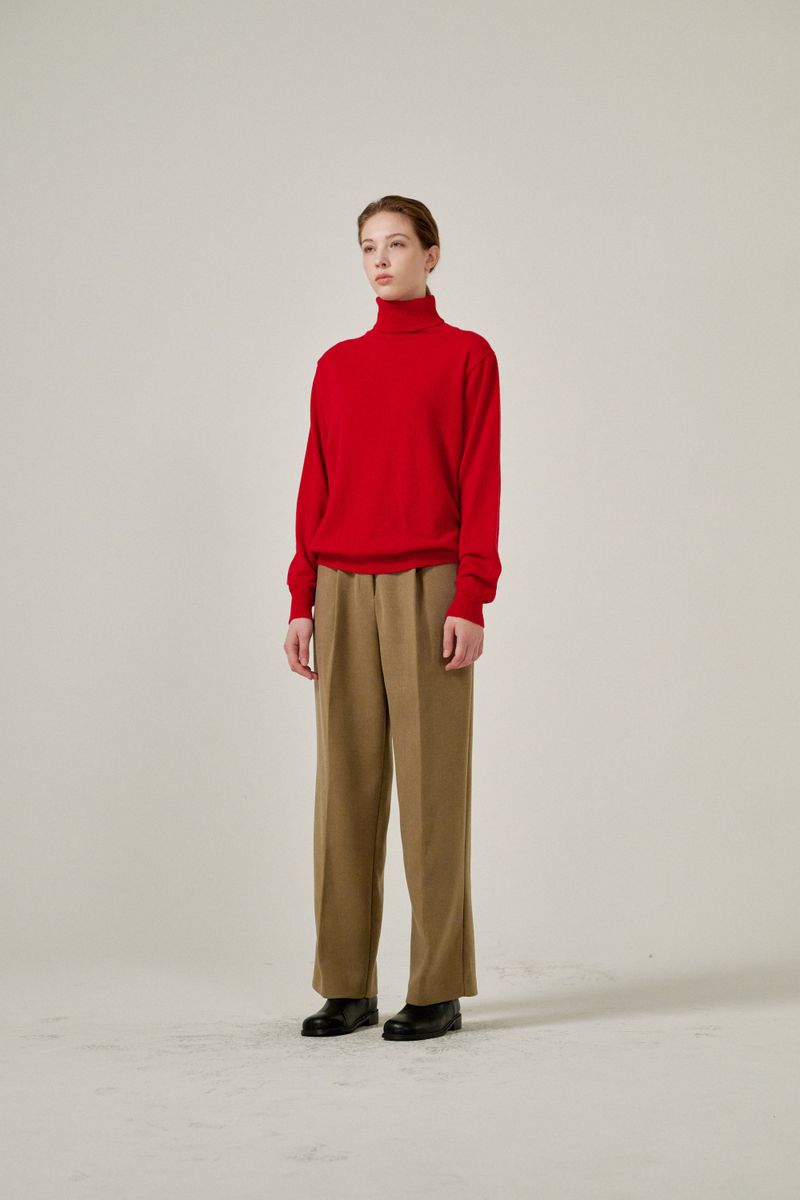 Semi wide pants (Beige)