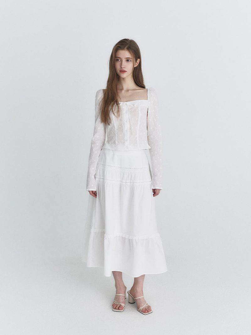Ribbon square blouse (Ivory)