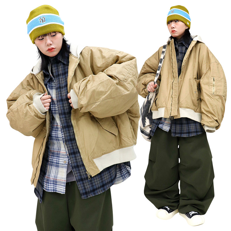 Two-Tone Hooded Ripstop MA-1 Padded Jumper