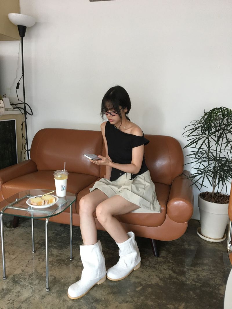 Chunky linen boots (1color)
