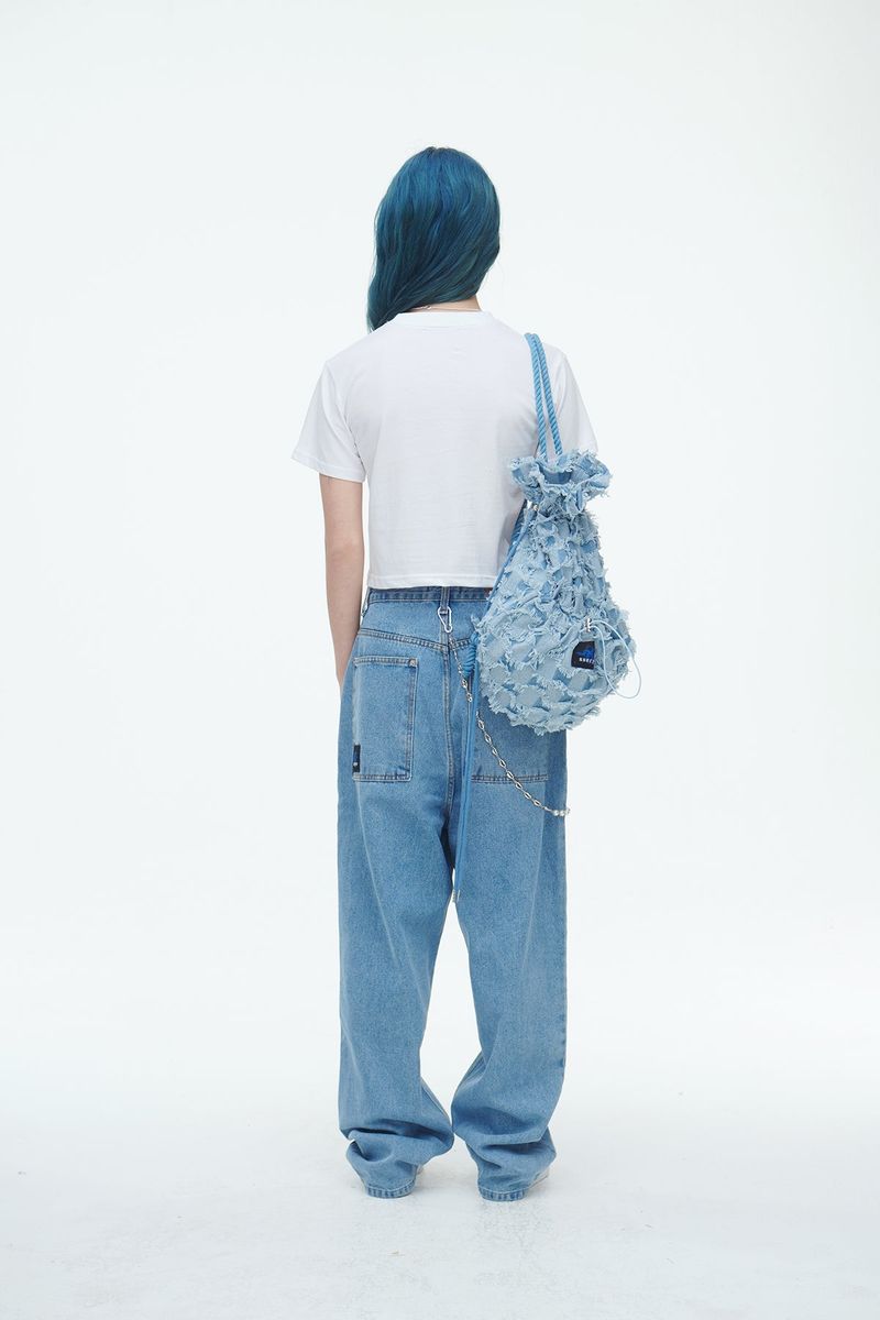 Checkerboard Denim Vagabond Bag Light Blue
