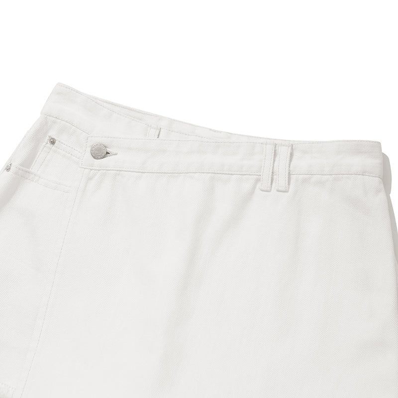 KIRSH PLAIN SEMI WIDE DENIM SKIRT PANTS - WHITE