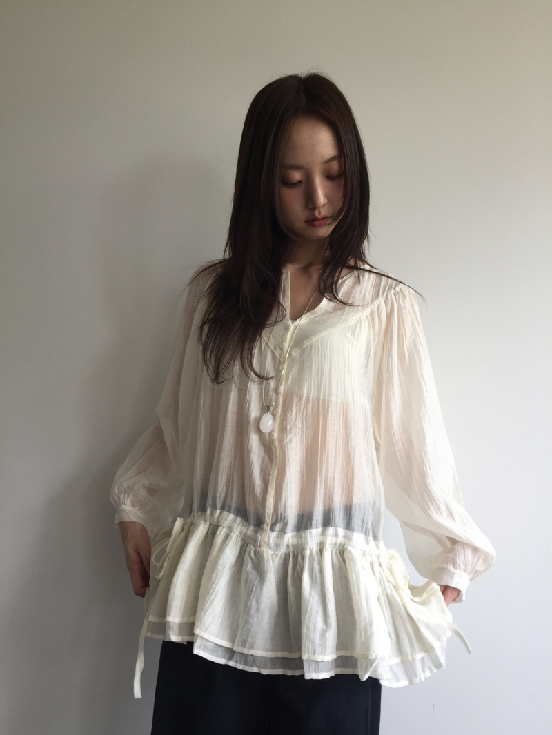 Pane see-through blouse (2color)