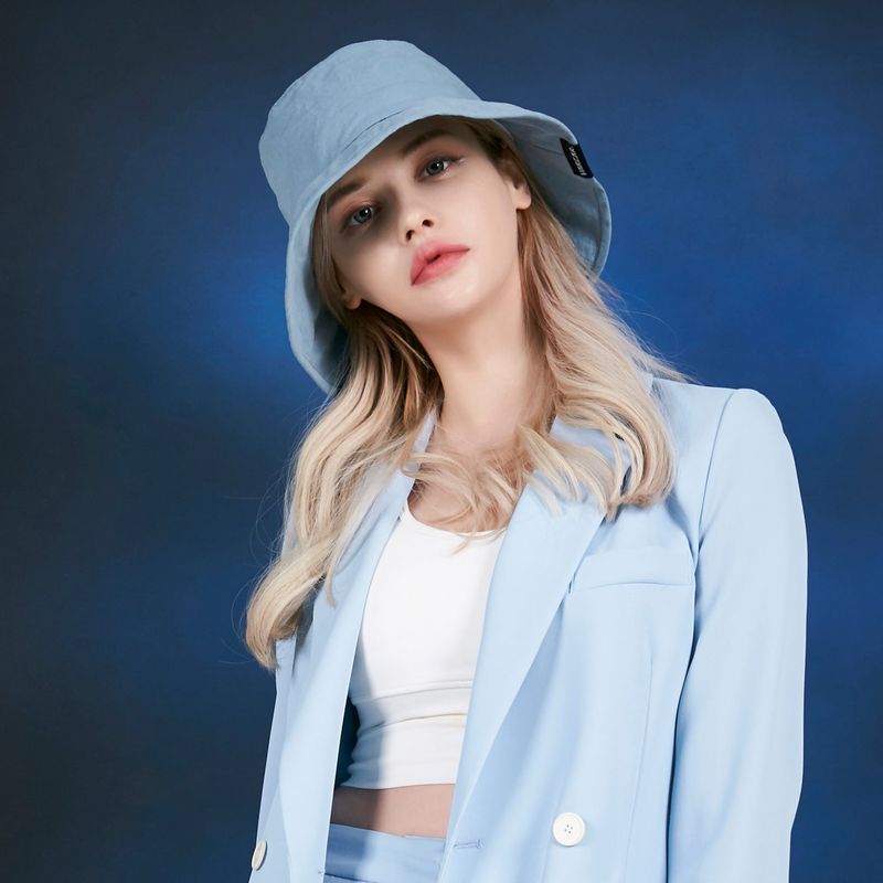 Wide brim wash bucket hat BLUE