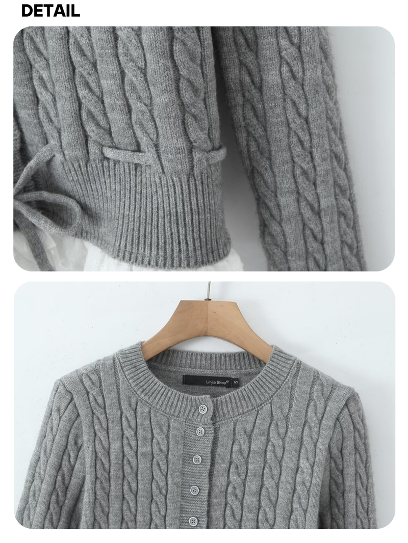 Under frill lace knit cardigan