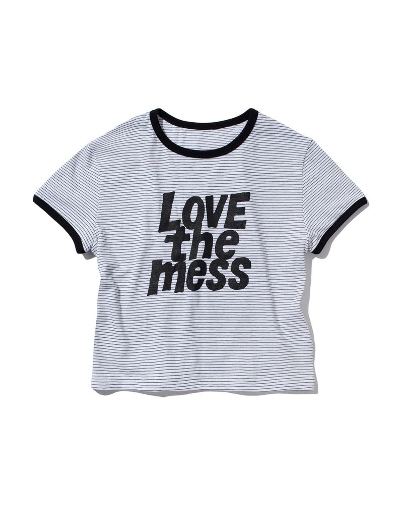 KRUCHI(クルチ)の「LTM Stripe Crop T-shirt (WHITE)(Tops)」