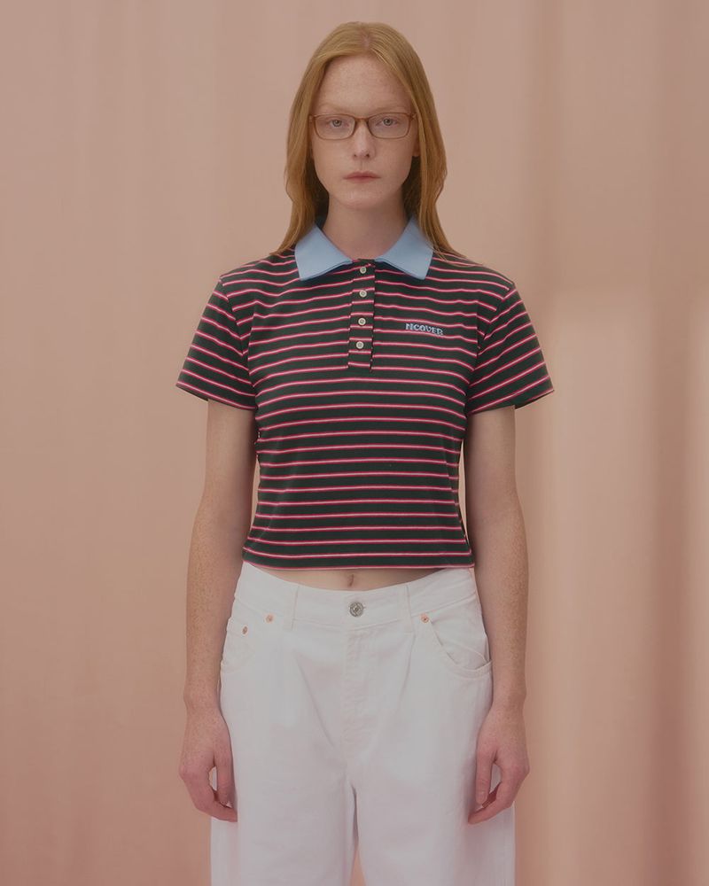 STRIPE LOGO COLLAR TSHIRT