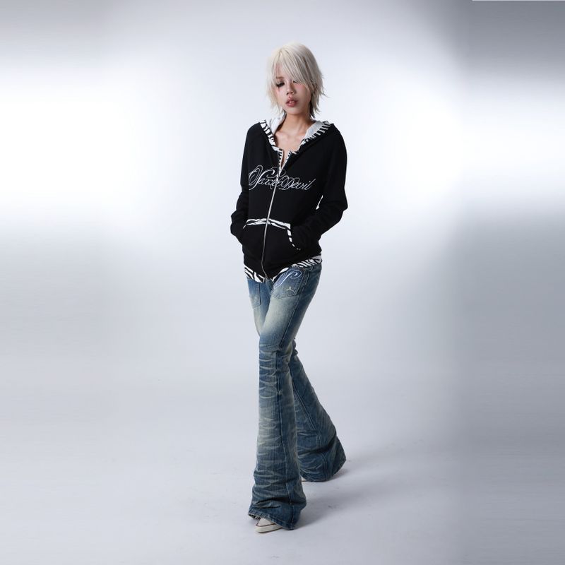 SEXXDEVIL "DESIRE" Zebra Zip-Up Hoodie