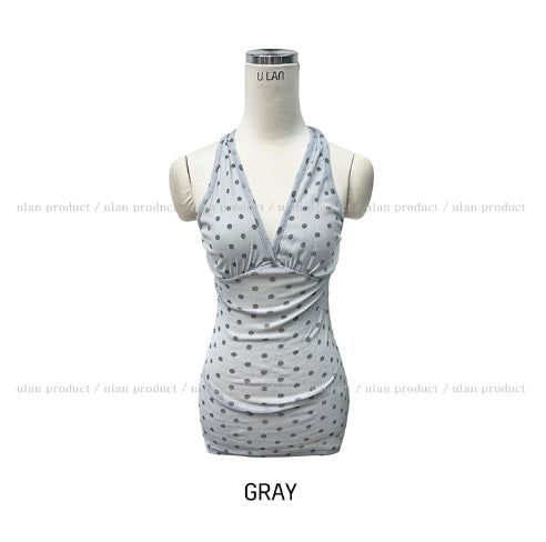 Even see-through dot halter sleeveless