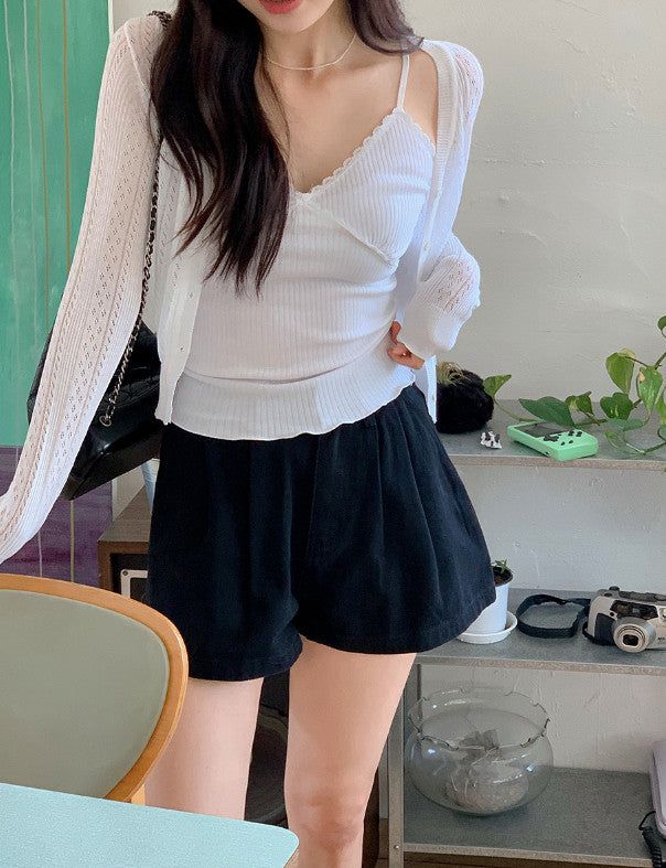 Two Pintuck Cotton Shorts (3color)