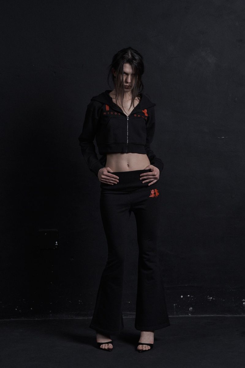 FR CROP HOODIE ZIP-UP BLACK