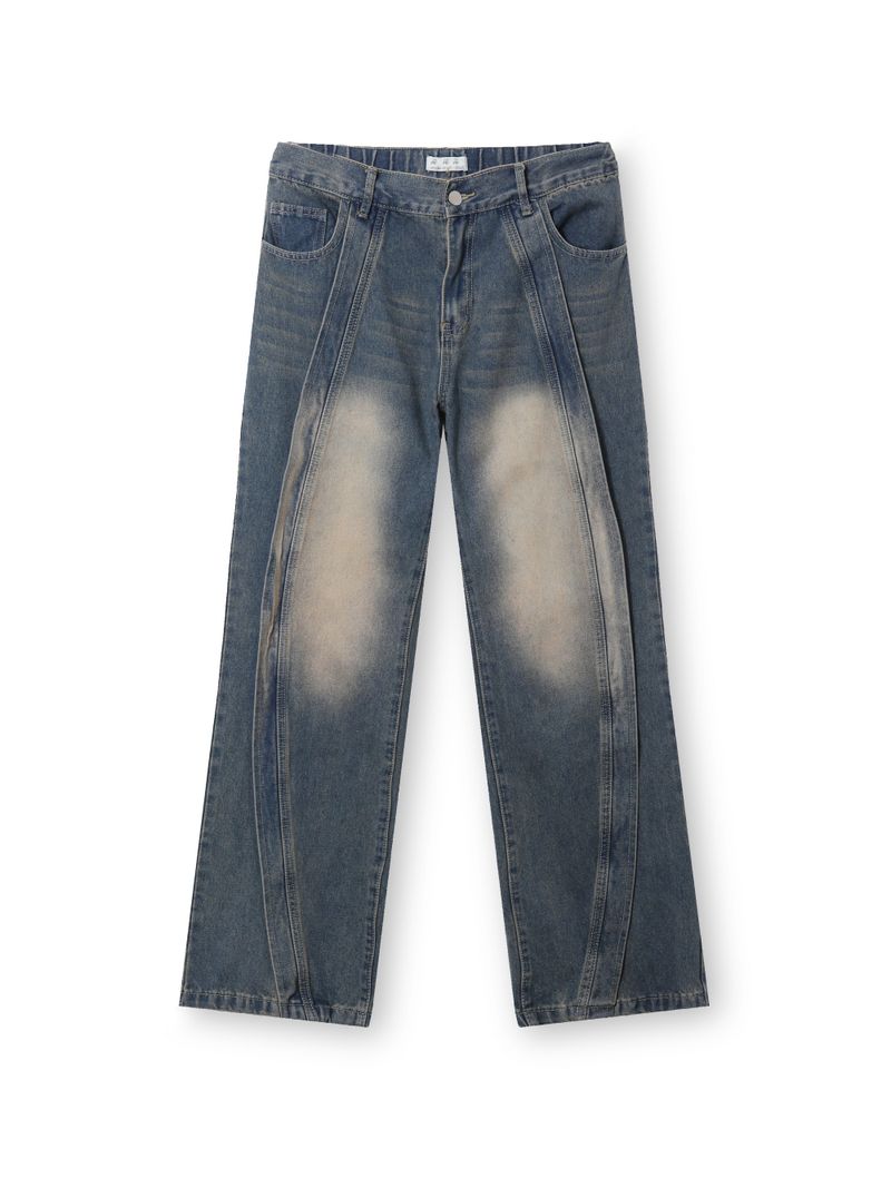 Wave-washed incision wide denim(2colors)