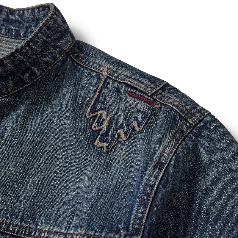 Mounted denim short jacket / Vintage blue