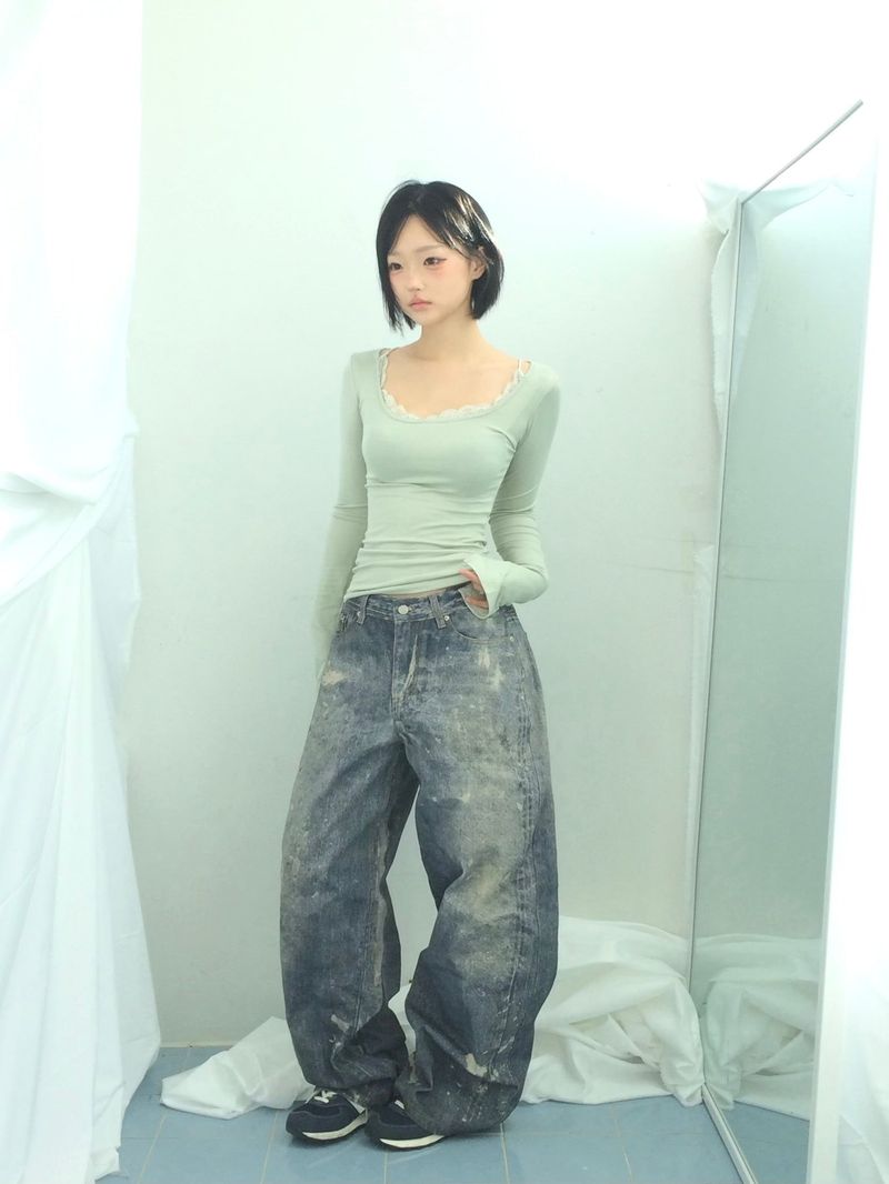 rough-washed vintage denim